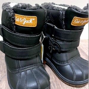 Black Cat & Jack Toddler Boys Denver Faux Fur Lined Winter Boots Size 5 Toddler